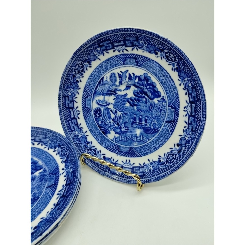 Set Of 4 Willow Royal Venton Ware 6" Saucers John Steventon England - Picture 2 of 10